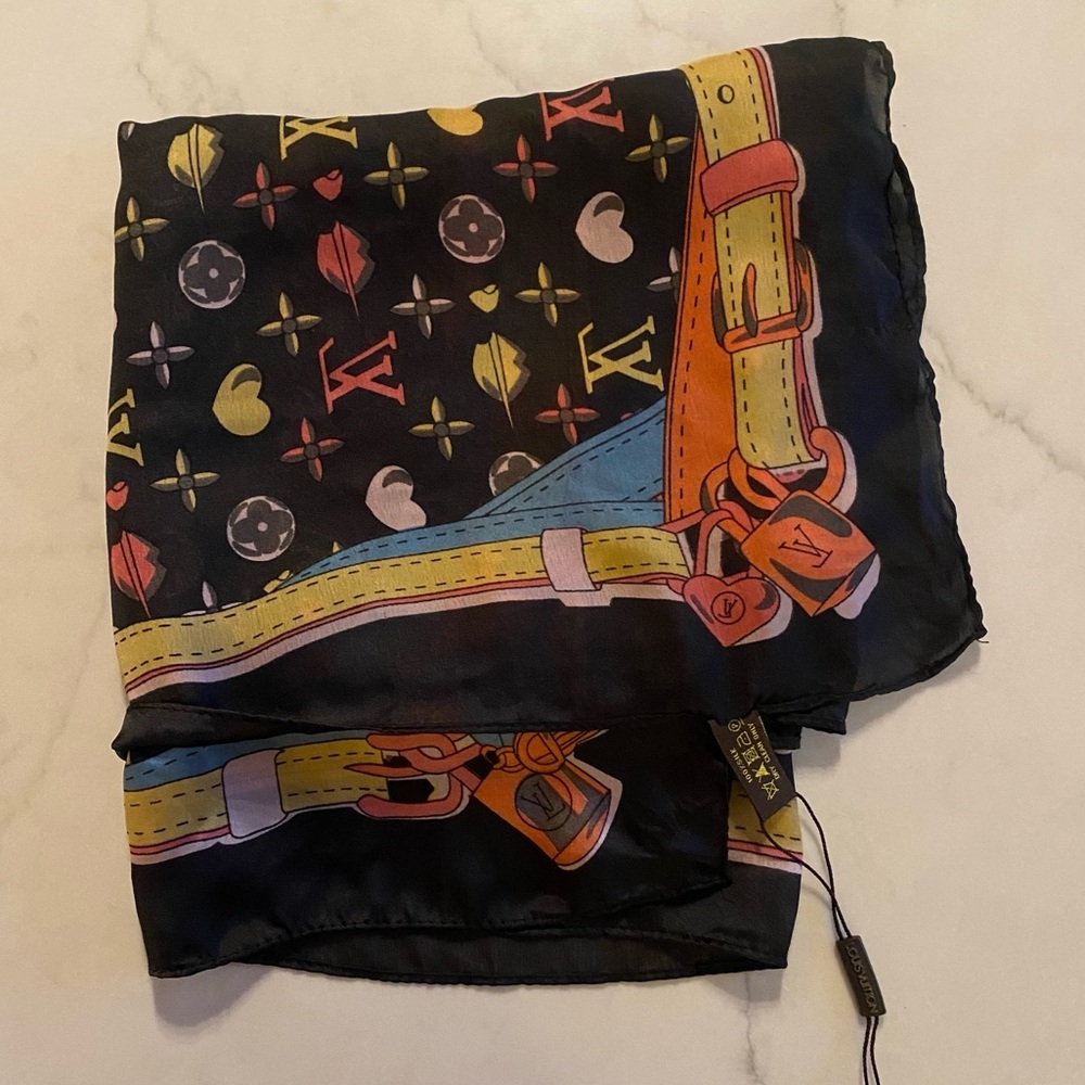 Louis Vuitton Black Silk Scarf - NWOT